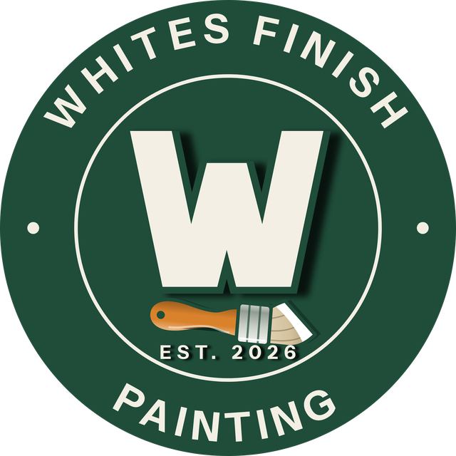 Whites Finish Painting badge: a W with a paintbrush, est. 2026